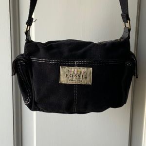Vintage Fossil Black Jean Handbag 75082